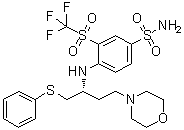 4-[[(1R)-3-(4-嗎啉)-1-[(苯基硫代)甲基]丙基]氨基]-3-[(三氟甲基)磺?；鵠苯磺酰胺結(jié)構(gòu)式_1027345-12-5結(jié)構(gòu)式