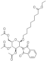 8-乙氧羰基辛基-(3,4,6-三-O-乙?；?2-脫氧-2-鄰苯二甲酰亞胺基-beta-D-吡喃葡萄糖苷結(jié)構(gòu)式_106445-23-2結(jié)構(gòu)式