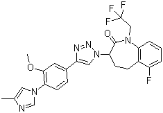 6-氟-1,3,4,5-四氫-3-[4-[3-甲氧基-4-(4-甲基-1H-咪唑-1-基)苯基]-1H-1,2,3-三唑-1-基]-1-(2,2,2-三氟乙基)-2H-1-苯并-2-酮結構式_1093978-89-2結構式
