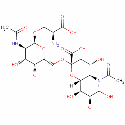 (2R,4S,5R,6R)-5-乙酰氨基-2-[[(2R,3R,4R,5R,6S)-5-乙酰氨基-6-[(2S)-2-氨基-3-羥基-3-氧代丙氧基]-3,4-二羥基四氫吡喃-2-基]甲氧基]-4-羥基-6-[(1R,2R)-1,2,3-三羥基丙基]四氫吡喃-2-羧酸結(jié)構(gòu)式_114661-01-7結(jié)構(gòu)式