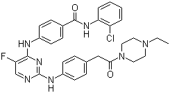 N-(2-氯苯基)-4-(2-(4-(2-(4-乙基哌嗪-1-基)-2-氧代乙基)苯基氨基)-5-氟嘧啶-4-基氨基)苯甲酰胺結(jié)構(gòu)式_1158838-45-9結(jié)構(gòu)式