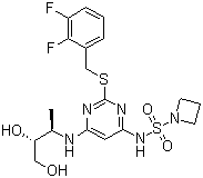 N-[2-[[(2,3-二氟苯基)甲基]硫代]-6-[[(1r,2r)-2,3-二羥基-1-甲基丙基]氨基]-4-嘧啶]-1-氮雜丁烷磺酰胺結(jié)構(gòu)式_1204707-71-0結(jié)構(gòu)式