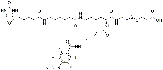 2-{N2-[N6-(4-疊氮基-2,3,5,6-四氟苯甲?；?-6-氨基己酰]-N6-(6-生物素酰胺基己酰)-L-賴氨酰酰胺基}]乙基2-羧基乙基二硫醚結(jié)構(gòu)式_1217773-33-5結(jié)構(gòu)式