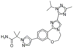 4-[5,6-二氫-2-[3-甲基-1-(1-甲基乙基)-1H-1,2,4-噻唑-5-基]咪唑并[1,2-d][1,4]苯并氮雜卓-9-基]-α,α-二甲基-1H-吡唑-1-乙酰胺結構式_1282512-48-4結構式