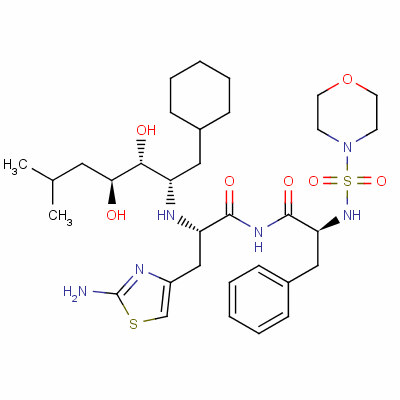 (2S)-3-(2-氨基-1,3-噻唑-4-基)-2-[[(2S,3R,4S)-1-環(huán)己基-3,4-二羥基-6-甲基庚烷-2-基]氨基]-N-[(2S)-2-(嗎啉-4-基磺?；被?-3-苯基丙?；鵠丙酰胺結(jié)構(gòu)式_135704-06-2結(jié)構(gòu)式