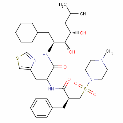(2S)-N-[1-[[(2S,3R,4S)-1-環(huán)己基-3,4-二羥基-6-甲基庚烷-2-基]氨基]-1-氧代-3-(1,3-噻唑-4-基)丙-2-基]-2-[(4-甲基哌嗪-1-基)磺?；谆鵠-3-苯丙酰胺結(jié)構(gòu)式_138742-43-5結(jié)構(gòu)式