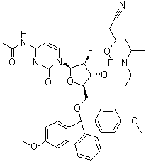 N-乙?；?5-o-(4,4-二甲氧基三苯甲游基)-2-脫氧-2-氟胞苷-3-(2-氰基乙基-N,N-二異丙基)亞磷酰胺結(jié)構(gòu)式_159414-99-0結(jié)構(gòu)式