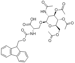O-(2-乙酰氨基-2-脫氧-3,4,6-三-O-乙?；?β-D-吡喃葡萄糖)-N-Fmoc-L-絲氨酸結(jié)構(gòu)式_160067-63-0結(jié)構(gòu)式