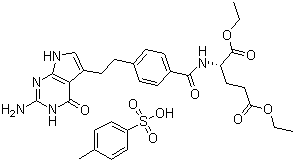 N-(4-[2-(氨基-4,7-二氫-4-氧-1H-吡咯[2,3-D]嘧啶-5-基)乙基]苯甲酰)-L-谷氨酸二乙酯對甲苯磺酸鹽結(jié)構(gòu)式_165049-28-5結(jié)構(gòu)式
