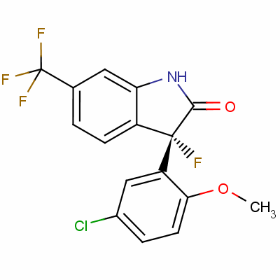 (3R)-3-(5-氯-2-甲氧基苯基)-3-氟-6-(三氟甲基)-1H-吲哚-2-酮結(jié)構(gòu)式_187523-35-9結(jié)構(gòu)式
