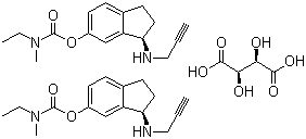 乙基甲基-氨基甲酸 (3R)-2,3-二氫-3-(2-丙炔氨基)-1H-茚-5-基酯酒石酸鹽結構式_209394-46-7結構式