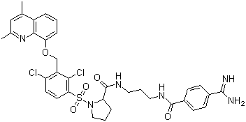 (2S)-N-(3-(4-甲脒基苯甲酰胺基)丙基)-1-(2,4-二氯-3-((2,4-二甲基-8-喹啉基氧基)甲基)苯磺酰基)吡咯烷-2-甲酰胺結(jié)構(gòu)式_209733-45-9結(jié)構(gòu)式