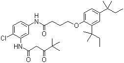 alpha-特戊?；?N-[2-氯-5-[4-(2,4-二特戊基苯氧基)正丁酰胺基]]乙酰苯胺結(jié)構(gòu)式_26110-32-7結(jié)構(gòu)式