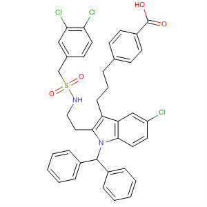 4-[3-[5-氯-2-[2-[(3,4-二氯芐基)磺?；被鵠乙基]-1-[二(苯基)甲基]吲哚-3-基]丙基]苯甲酸結(jié)構(gòu)式_381683-94-9結(jié)構(gòu)式
