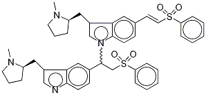 3-[[(2R)-1-甲基-2-吡咯烷]甲基]-1-[1-[3-[[(2r)-1-甲基-2-吡咯烷]甲基]-1H-吲哚-5-基]-2-(苯基磺?；?乙基]-5-[(1e)-2-(苯基磺?；?乙烯]-1H-吲哚結(jié)構(gòu)式_438226-83-6結(jié)構(gòu)式