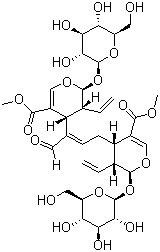 (2S,2’S,3R,3’R,4R,4’S)-4,4’-[(1E)-1-甲?；?1-丙烯基-1,3-二基]雙[3-乙烯基-2-(BETA-D-吡喃葡萄糖基氧基)-3,4-二氫-2H-吡喃-5-羧酸]二甲酯結(jié)構(gòu)式_471271-55-3結(jié)構(gòu)式