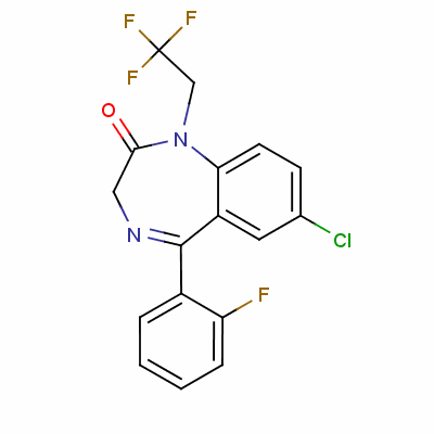 7-氯-5-(2-氟苯基)-1,3-二氫-1-(2,2,2-三氟乙基)-2H-1,4-苯并二氮雜卓-2-酮結(jié)構(gòu)式_49606-44-2結(jié)構(gòu)式