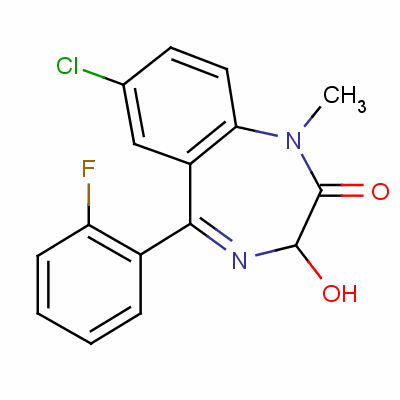 7-氯-5-(2-氟苯基)-1,3-二氫-3-羥基-1-甲基-2H-1,4-苯并二氮雜革-2-酮結(jié)構(gòu)式_52391-89-6結(jié)構(gòu)式