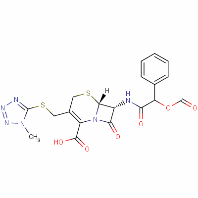 [6R-[6alpha,7beta(r*)]]-7-[(甲?；趸?苯基乙酰氨基]-3-[[(1-甲基-1H-四唑-5-基)硫代]甲基]-8-氧代-5-硫雜-1-氮雜雙環(huán)[4.2.0]-2-辛烯-2-羧酸結(jié)構(gòu)式_57268-80-1結(jié)構(gòu)式