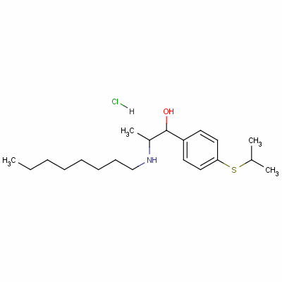 4-[異丙基硫代]-alpha-[1-(辛基氨基)乙基]芐醇鹽酸鹽結(jié)構(gòu)式_60175-02-2結(jié)構(gòu)式