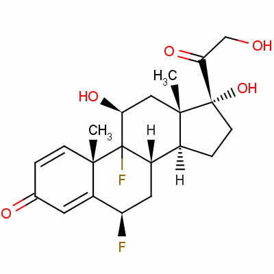 6beta,9-二氟-11beta,17,21-三羥基孕甾-1,4-二烯-3,20-二酮結(jié)構(gòu)式_60864-55-3結(jié)構(gòu)式