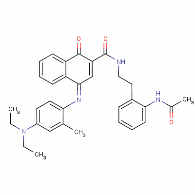 N-[2-[2-(乙?；被?苯基]乙基]-4-[[4-(二乙基氨基)-2-甲基苯基]亞氨基]-1,4-二氫-1-氧代萘-2-羧酰胺結(jié)構(gòu)式_63059-58-5結(jié)構(gòu)式