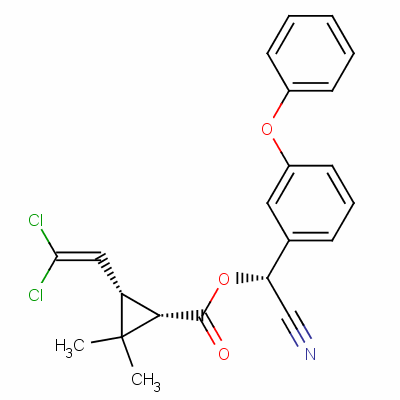 (R) 氰基(3-苯氧基苯基)-3-(2,2-二氯乙烯)2,2-二甲基環(huán)丙烷羧酸甲酯結(jié)構(gòu)式_72204-44-5結(jié)構(gòu)式