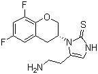 (R)-5-(2-氨基乙基)-1-(6,8-二氟苯并二氫吡喃-3-基)-1,3-二氫咪唑-2-硫酮結(jié)構式_760173-05-5結(jié)構式