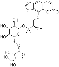 9-[(2R)-3-[(6-O-D-芹糖-BETA-D-呋喃糖基-BETA-D-吡喃葡萄糖基)氧基]-2-羥基-3-甲基丁氧基]-7H-呋喃并[3,2-G][1]苯并吡喃-7-酮結構式_765316-44-7結構式