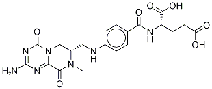 N-[4-[[(2-氨基-6,7,8,9-四氫-8-甲基-4,9-二氧代-4H-吡嗪并[1,2-a]-1,3,5-噻嗪-7-基)甲基]氨基]苯甲?；鵠-L-谷氨酸結(jié)構(gòu)式_79573-48-1結(jié)構(gòu)式