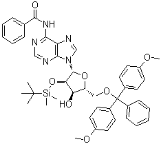 N-(9-((2r,3r,4r,5r)-5-((雙(4-甲氧基苯基)(苯基)甲氧基)甲基)-3-((叔丁基二甲基甲硅烷基)氧基)-4-羥基四氫呋喃-2-基)-9h-嘌呤-6-基)苯甲酰胺結(jié)構(gòu)式_81265-93-2結(jié)構(gòu)式