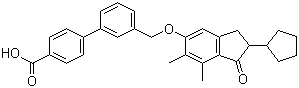 3’-[[(2-環(huán)戊基-2,3-二氫-6,7-二甲基-1-氧代-1H-茚-5-基)氧基]甲基]-[1,1’-聯(lián)苯]-4-羧酸結(jié)構(gòu)式_866823-73-6結(jié)構(gòu)式
