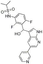 N-(2,4-二氟-3-(羥基(5-(吡啶-3-基)-1H-吡咯并[2,3-b]吡啶-3-基)甲基)苯基)丙烷-2-磺酰胺結(jié)構(gòu)式_918523-56-5結(jié)構(gòu)式