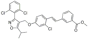 (E)-3-(2-氯-4-((3-(2,6-二氯苯基)-5-異丙基異噁唑-4-基)甲氧基)苯乙烯)苯甲酸甲酯結(jié)構(gòu)式_933799-50-9結(jié)構(gòu)式