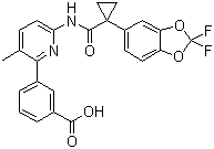 3-(6-{[1-(2,2-二氟苯并[1,3]二氧代-5-基)-環(huán)丙烷羰基]-氨基}-3-甲基-吡啶-2-基)苯甲酸結(jié)構(gòu)式_936727-05-8結(jié)構(gòu)式