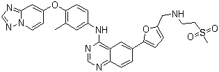 N-(4-([1,2,4]噻唑并[1,5-a]吡啶-7-基氧基)-3-甲基苯基)-6-(5-(((2-(甲基磺?；?乙基)氨基)甲基)呋喃-2-基)喹唑啉-4-胺結(jié)構(gòu)式_937265-83-3結(jié)構(gòu)式