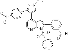 3-(4-(1-乙基-3-(4-硝基苯基)-1H-吡唑-4-基)-1-(苯基磺酰基)-1H-吡咯并[2,3-b]吡啶-2-基)苯甲醛結(jié)構(gòu)式_942920-00-5結(jié)構(gòu)式