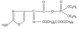 O,O-二乙基磷-(Z)-2-(2-氨基噻唑-4-基)-2-(1-tert-丁氧基羰基-1-甲基)乙氧基亞氨基乙酸酯結構式_179258-52-7結構式