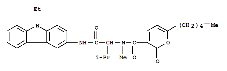 (9ci)-n-[1-[[(9-乙基-9h-咔唑-3-基)氨基]羰基]-2-甲基丙基]-n-甲基-2-氧代-6-戊基-2H-吡喃-3-羧酰胺結構式_258278-07-8結構式