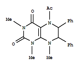 5-乙?；?5,6,7,8-四氫-1,3,8-三甲基-6,7-二苯基-2,4(1H,3H)-蝶啶二酮結(jié)構(gòu)式_37921-26-9結(jié)構(gòu)式