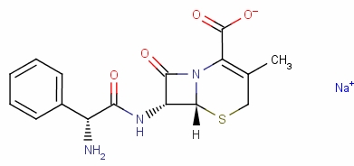 [6R-[6alpha,7beta(R*)]]-7-(氨基苯基乙酰氨基)-3-甲基-8-氧代-5-硫雜-1-氮雜雙環(huán)[4.2.0]辛-2-烯-2-羧酸鈉結構式_38932-40-0結構式
