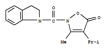 (9ci)-2,3-二氫-1-[[3-甲基-4-(1-甲基乙基)-5-氧代-2(5h)-異噁唑基]羰基]-1H-吲哚結構式_706804-08-2結構式