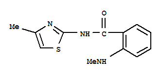 (9ci)-2-(甲基氨基)-n-(4-甲基-2-噻唑)-苯甲酰胺結(jié)構(gòu)式_712309-16-5結(jié)構(gòu)式