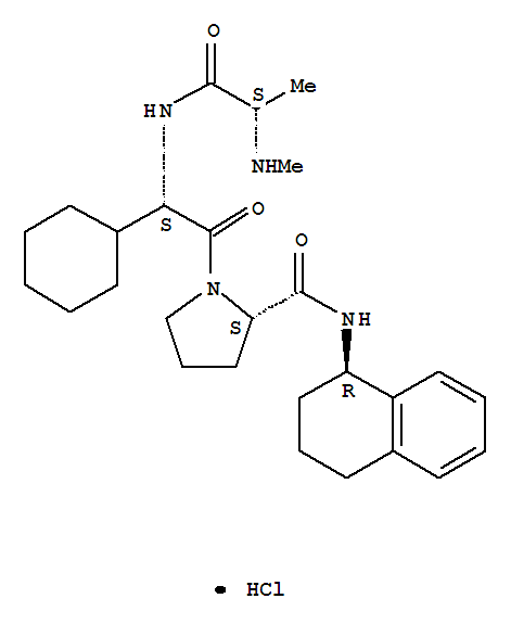 N-甲基-L-丙氨酰-(2S)-2-環(huán)己基氨基乙?；?N-[(1R)-1,2,3,4-四氫-1-萘基]-L-脯氨酰胺鹽酸鹽結(jié)構(gòu)式_762274-58-8結(jié)構(gòu)式