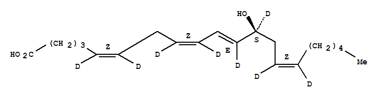(5Z,8Z,10E,12S,14Z)-12-羥基-5,8,10,14-二十碳四烯酸-5,6,8,9,11,12,14,15-D8結(jié)構(gòu)式_84807-90-9結(jié)構(gòu)式