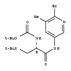 (R)-1-(6-溴-5-甲基吡啶-3-基氨基)-3-(叔丁基硫代)-1-氧代丙烷-2-氨基甲酸叔丁酯結構式_850411-22-2結構式