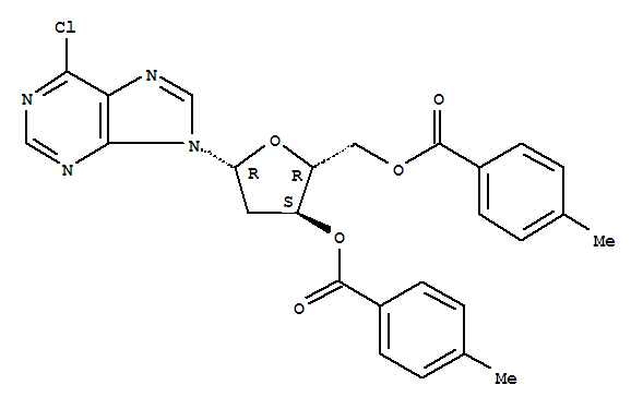 6-氯-9-[2-脫氧-3,5-二-O-(4-甲基苯甲酰)-B-D-赤式-呋喃戊糖基]-9H-嘌呤結(jié)構(gòu)式_91713-46-1結(jié)構(gòu)式