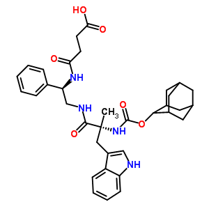 3-[[(1R)-2-[[(2R)-2-(2-金剛烷基氧基羰基氨基)-3-(1H-吲哚-3-基)-2-甲基-丙酰]氨基]-1-苯基-乙基]氨基甲酰]丙酸結(jié)構(gòu)式_130332-27-3結(jié)構(gòu)式