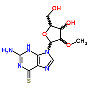 2-氨基-9-(2-O-甲基-.beta.-D-呋核亞硝脲)-9H-嘌呤-6 (1H)-硫酮結(jié)構(gòu)式_13039-47-9結(jié)構(gòu)式