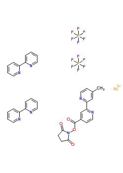 雙(2,2-聯(lián)吡啶)-4-甲基-4-羧基聯(lián)吡啶釕N-羥基琥珀酰亞胺酯雙六氟磷酸鹽結(jié)構(gòu)式_136724-73-7結(jié)構(gòu)式
